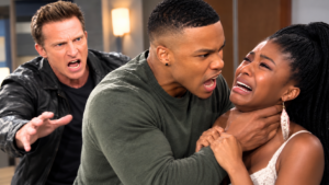 Jason runs in to save Trina from Quinn,’s attack